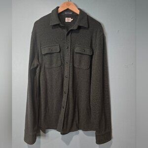 Faherty Legend Sweater Melange Twill Shirt Men's Textured Green Black L Shacket